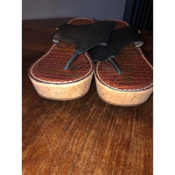 Sam Edelman Sandals Preppy Summer Black  Rose 3D  Cork  Wedges  10 - Picture 9 of 9